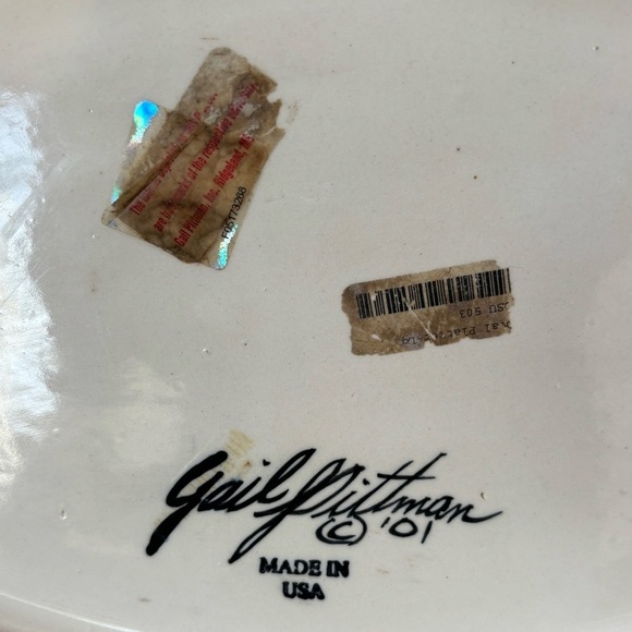 2 Pieces Vintage Gail Pittman 01 Hand Painted OSU Go Cowboys Oval Platter & Bowl - Picture 4 of 13